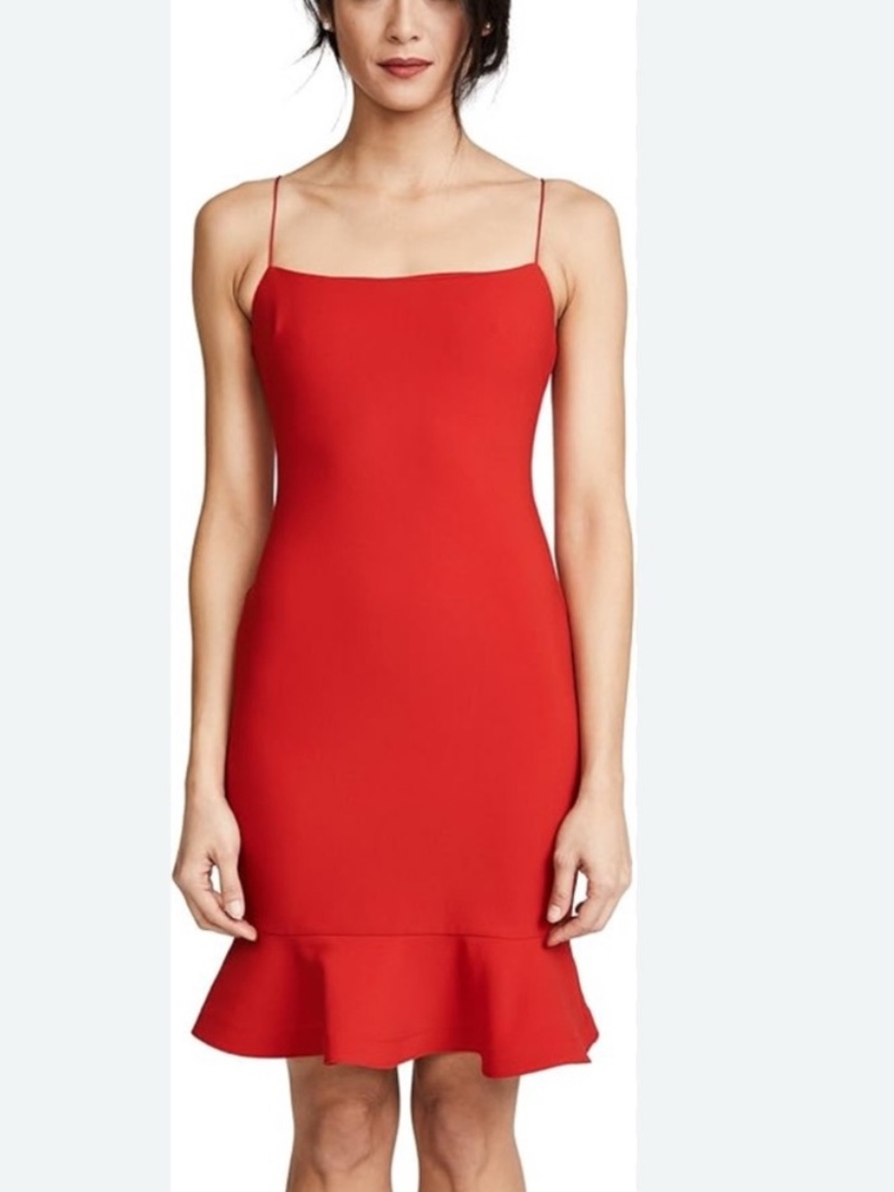 likely tomato red ruffle dress size zero